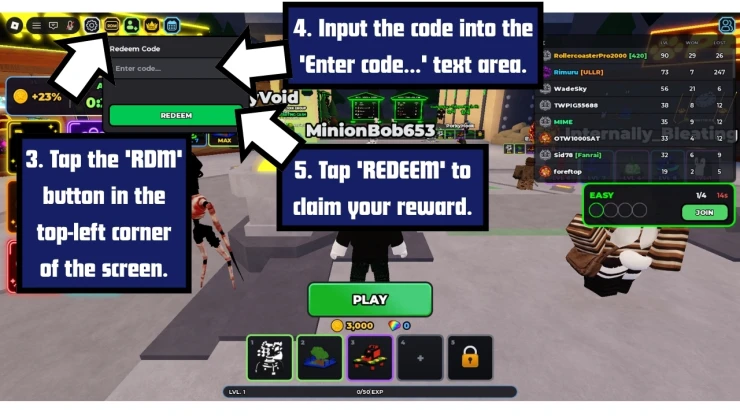 Survive The Night redeem code screen showing where to enter Survive The Night codes