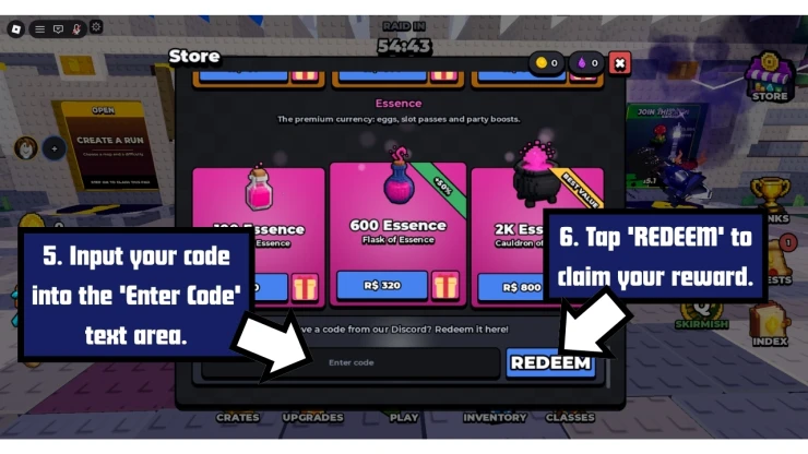 Bombanana redeem code screen showing where to enter Bombanana codes