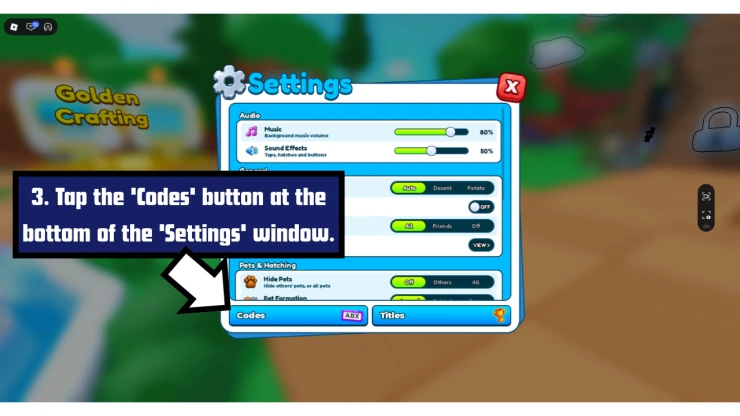 Tap Simulator REBORN redeem code screen showing where to enter Tap Simulator REBORN codes