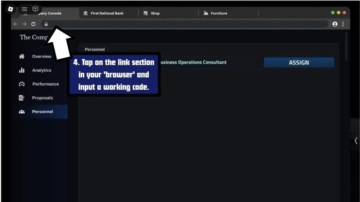 The Company redeem code screen showing where to enter The Company codes