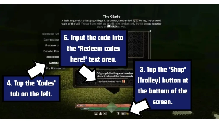 The Veil redeem code screen showing where to enter The Veil codes