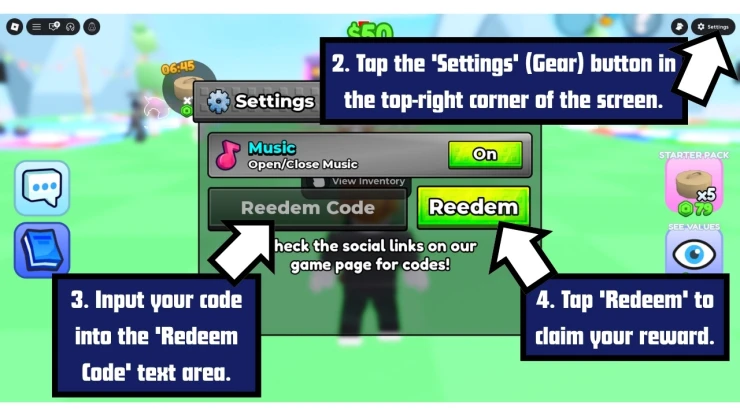 Trade Squishy Dumplings redeem code screen showing where to enter Trade Squishy Dumplings codes