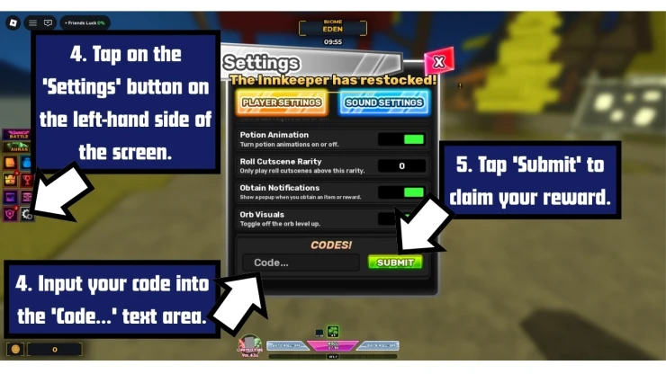 Unscathed redeem code screen showing where to enter Stream a Unscathed codes