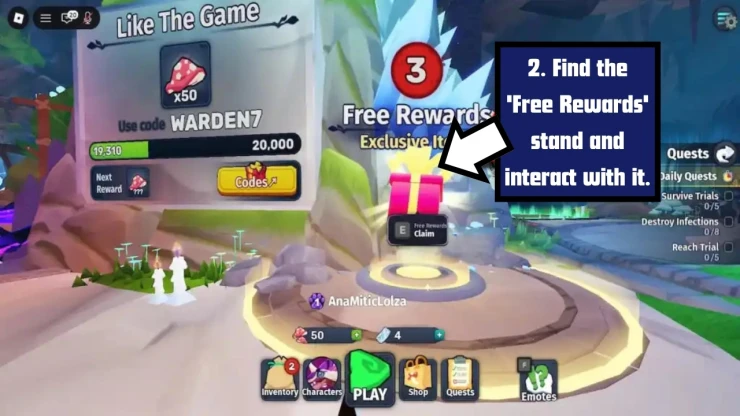 Warden redeem code screen showing where to enter Warden codes
