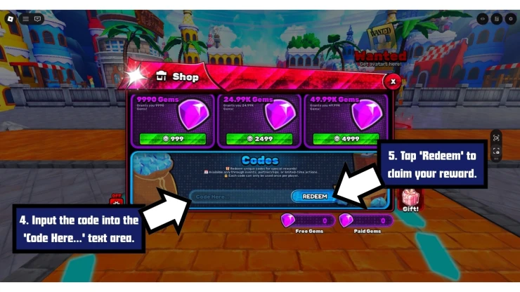 World Fighters redeem code screen showing where to enter World Fighters codes