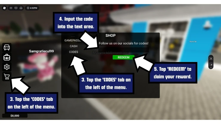 Young Street, Ontario (YSO) redeem code screen showing where to enter Young Street, Ontario (YSO) codes