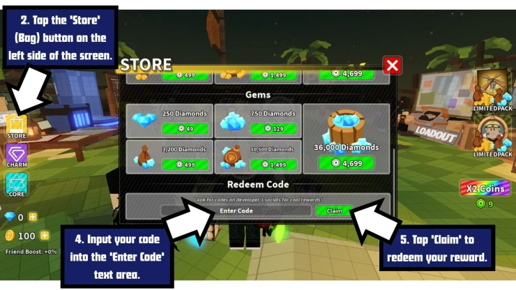 Zombie Island redeem code screen showing where to enter Zombie Island codes