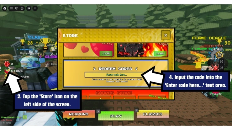Zombie Wave Survival redeem code screen showing where to enter Zombie Wave Survival codes