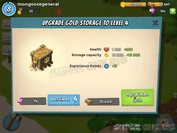 Gold Storage allows you to keep more of your Gold before having to spend it!