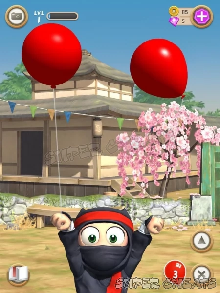 Attach your balloons to the ninja