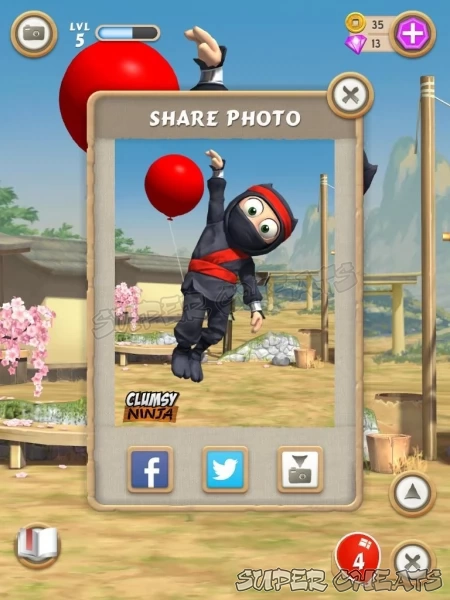 Take a photo of your ninja with his balloon while in middair