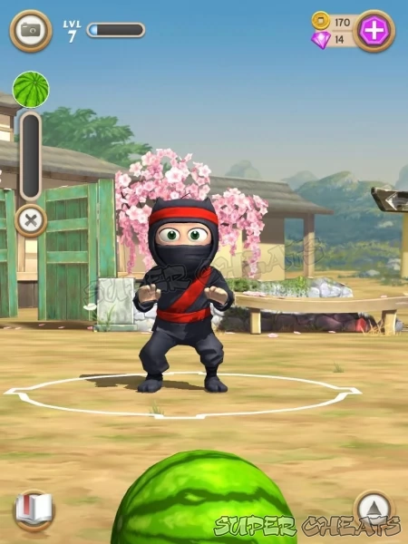 You must wait until the ninja is ready or he won't be able to deflect your throws and earn XP