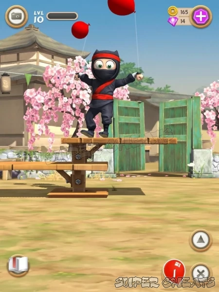 Tie the balloons to your ninja before popping them to collect your XP