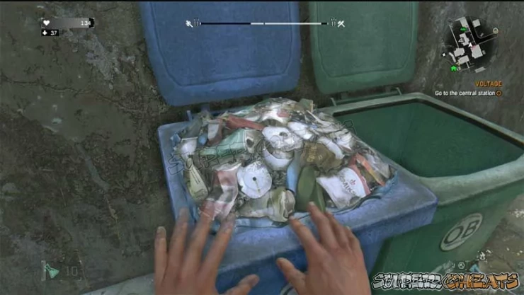 Crafting requires resources that you collect from containers - like String from a Trash Can