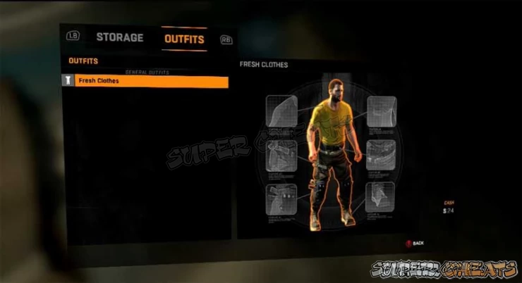 After your first mission you have the opportunity to change to custom clothes.