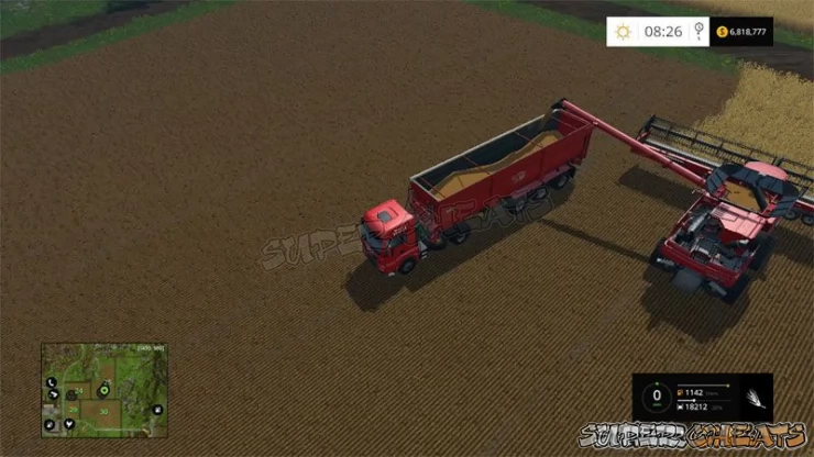 Even with the larger harvesters you should be able to remain in the field for at least four full unloads before you need to dump the trailer....