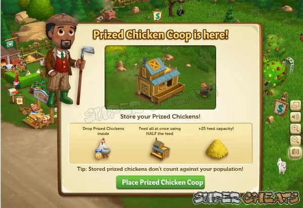 Unlocking and placing the Prized Chicken Coop Structure