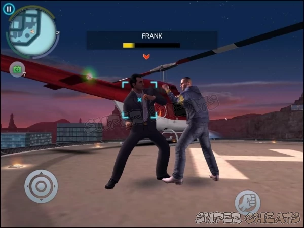 Defeat Frank on top of the helipad