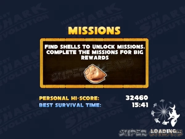 Collect shells to unlock the missions below