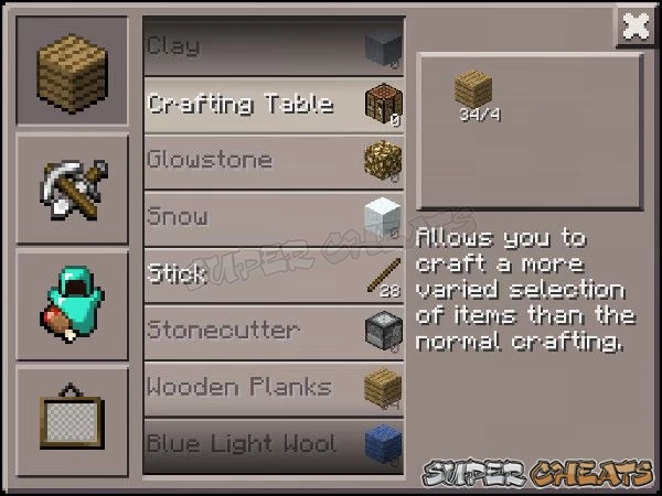 The Crafting Table expands the variety of items you can craft