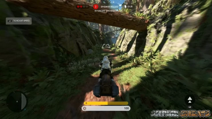 In Endor Chase you learn to pilot and fight a Speeder Bike