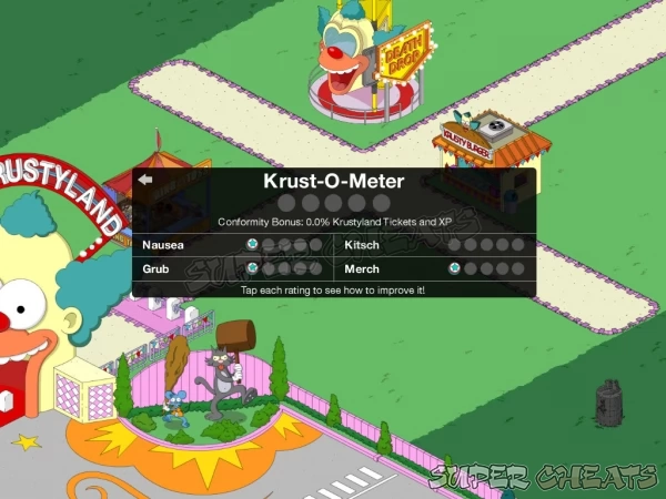 The Krust-O-Meter dominates the Bonus in Krustyland