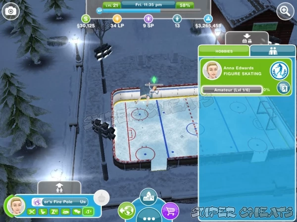 The skating rink at the Snow Park is where you level your Figure Skating - when your Sim is not falling down that is.