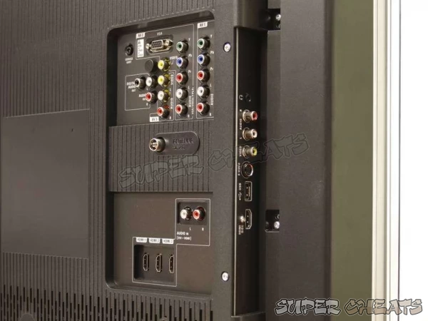 An example of a TV with composite, component, HDMI and audio jacks