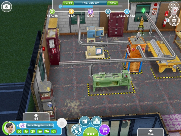 Quick practice using a neighbor's woodworking bench sims freeplay